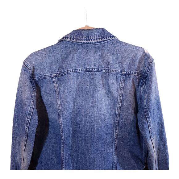 True Religion Gigi Destroyed Medium Wash Rigid Denim Trucker Jacket Women's S - Picture 7 of 8